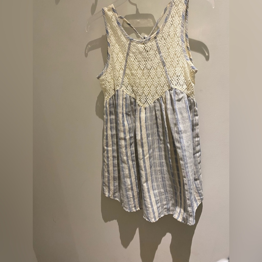 Ya Los Angeles Cream and Blue Lace Tunic